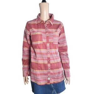 NEW 44 Degrees North Size M Foreman Fit Brick Red Plaid Flannel Shirt Pockets